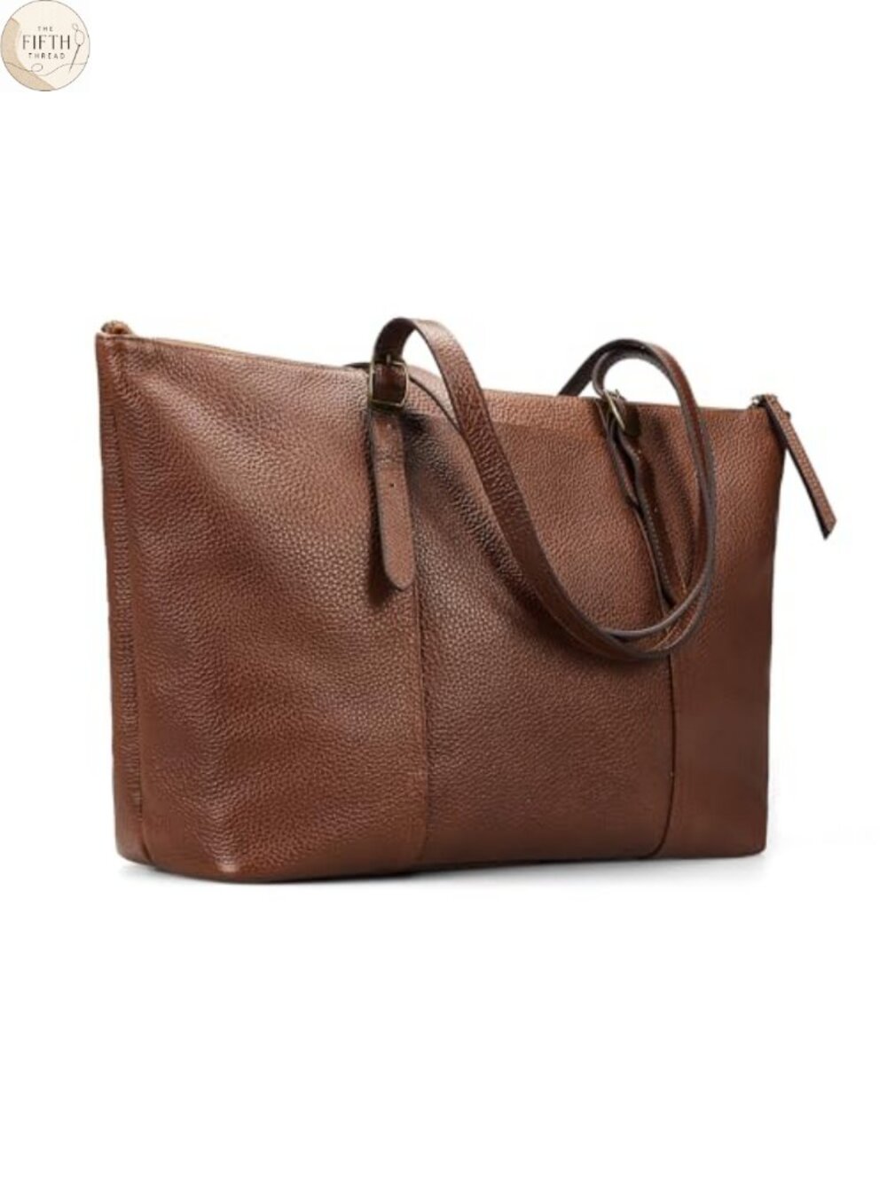 Genuine Leather Work Tote Bag Zipper Laptop Travel Purse